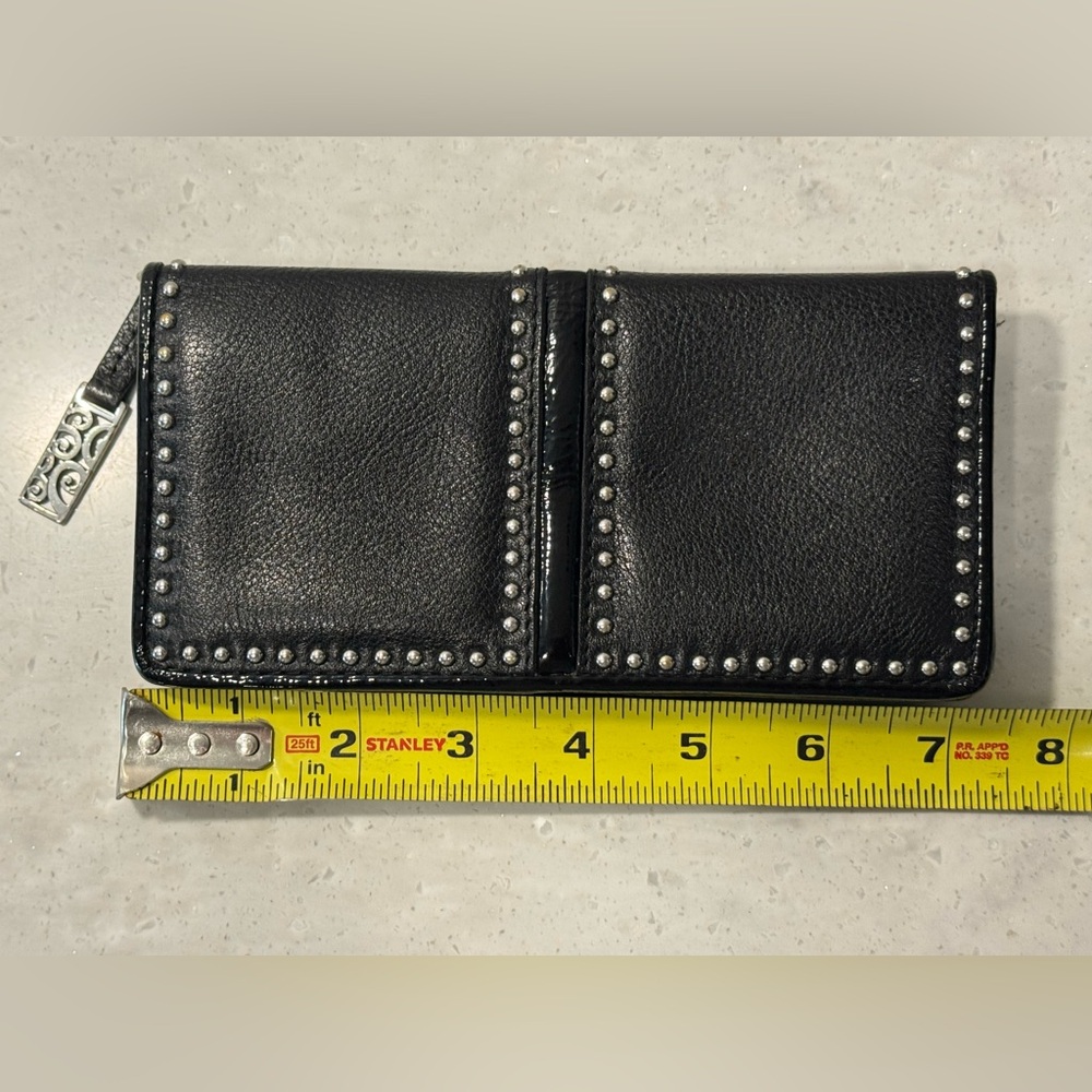 Brighton Pretty Tough Large Black Leather Studded Folio Wallet - Picture 5 of 12